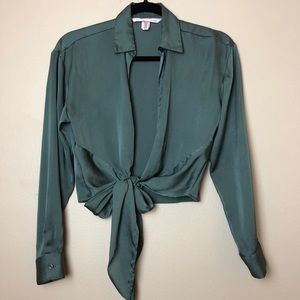 VS Satin Tie-Front Top